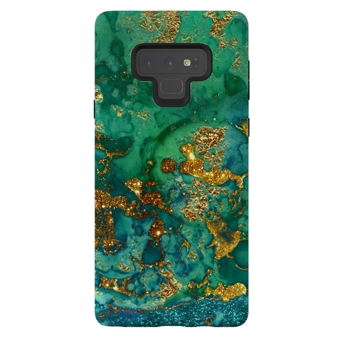 Galaxy Note 9 StrongFit Green Summer Marble with Gold Veins by  Utart