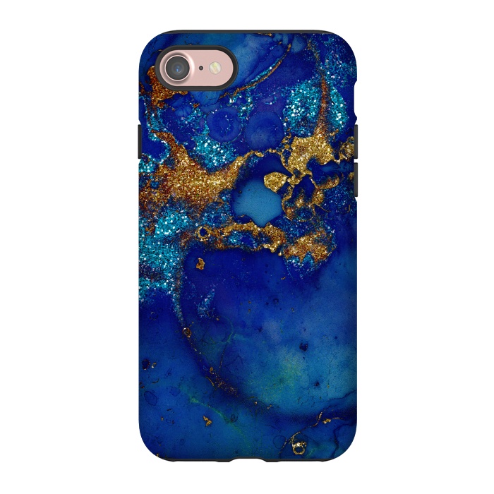 iPhone 7 StrongFit Ocean Blue and gold Marble  by  Utart