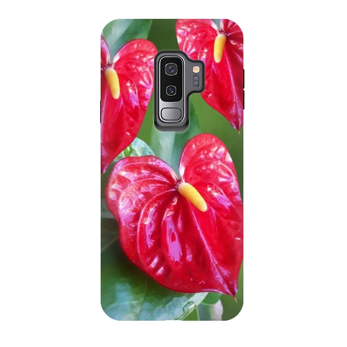 Galaxy S9 plus StrongFit Anthurium Red Exotic Flower  by BluedarkArt