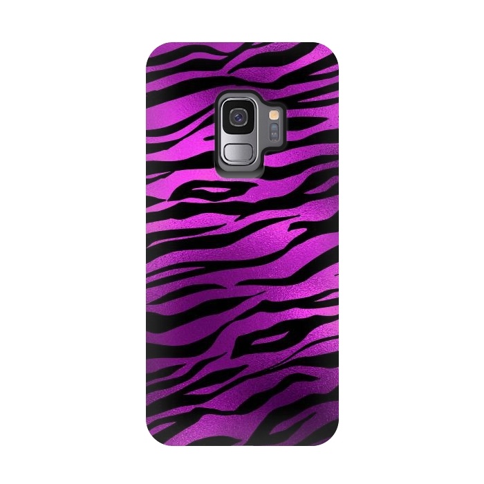 Galaxy S9 StrongFit Purple Black Tiger Skin by  Utart