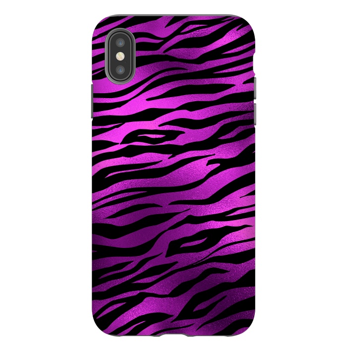iPhone Xs Max StrongFit Purple Black Tiger Skin by  Utart