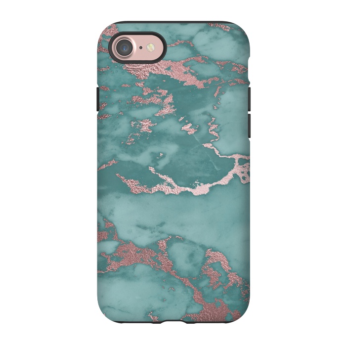iPhone 7 StrongFit Teal and Rosegold Marble by  Utart