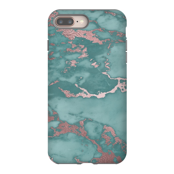 iPhone 7 plus StrongFit Teal and Rosegold Marble by  Utart