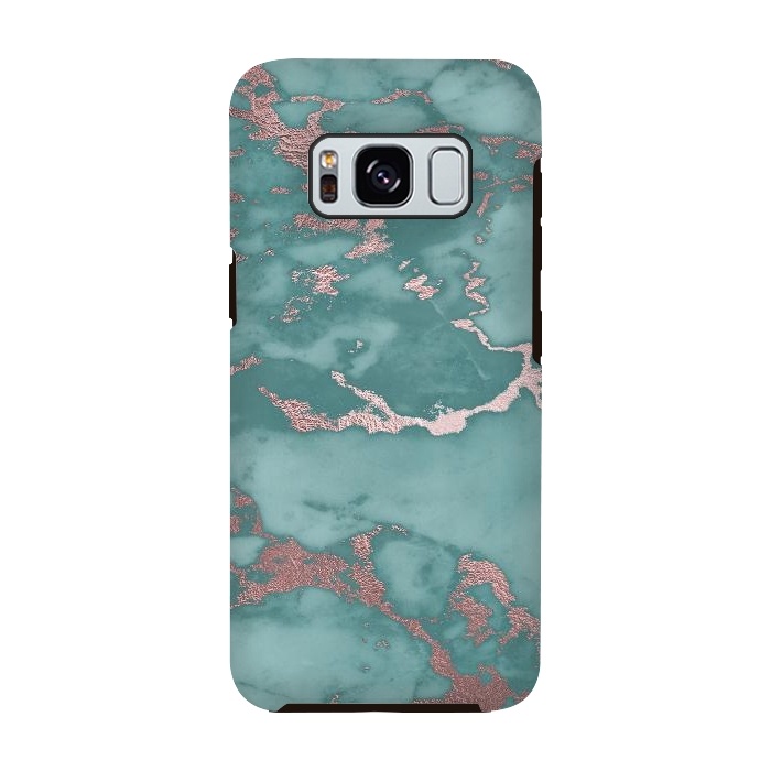 Galaxy S8 StrongFit Teal and Rosegold Marble by  Utart