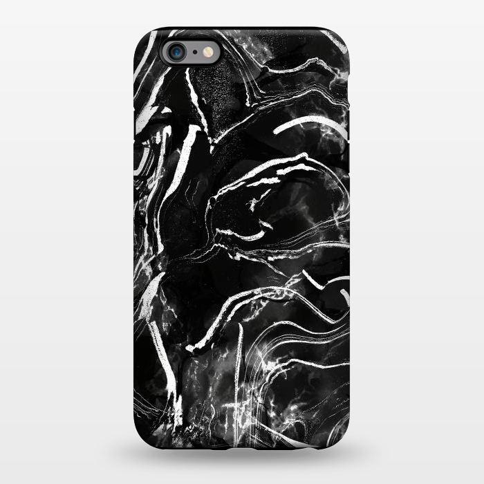 iPhone 6/6s plus StrongFit Black marble with white stripes by Oana 