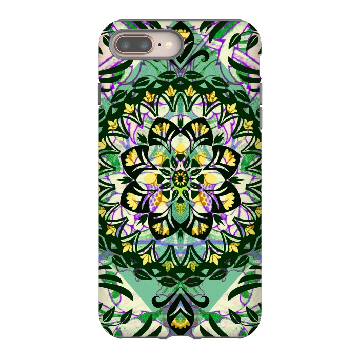 iPhone 7 plus StrongFit Green floral ethnic mandala by Oana 
