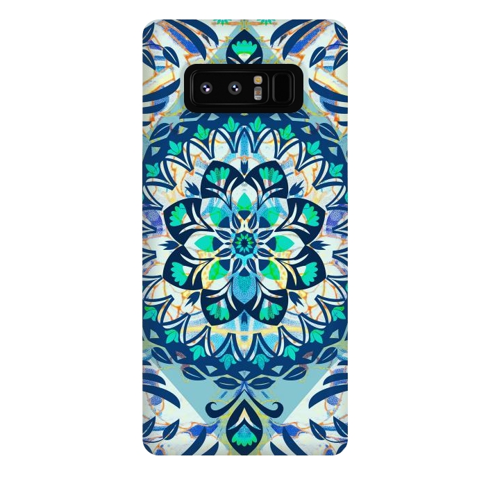 Galaxy Note 8 StrongFit Turquoise ethnic floral mandala by Oana 