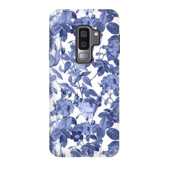 Galaxy S9 plus StrongFit Chinoiserie Blue Rose Garden - Vintage Roses by  Utart