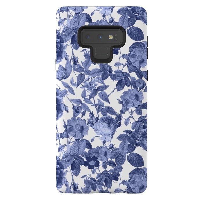 Galaxy Note 9 StrongFit Chinoiserie Blue Rose Garden - Vintage Roses by  Utart