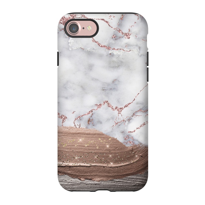 iPhone 7 StrongFit Blush thick paint strokes on Marble with rosegold veins by  Utart