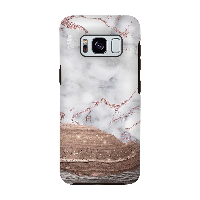 Galaxy S8 StrongFit Blush thick paint strokes on Marble with rosegold veins by  Utart