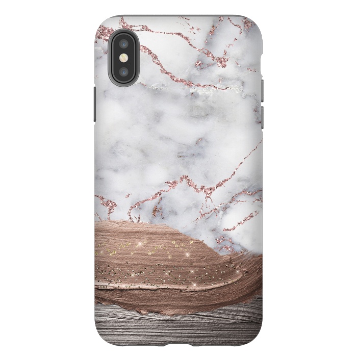 iPhone Xs Max StrongFit Blush thick paint strokes on Marble with rosegold veins by  Utart
