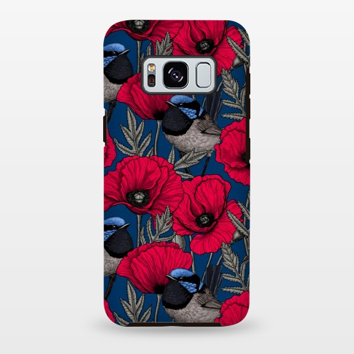 Galaxy S8 plus StrongFit Fairy wren and poppies by Katerina Kirilova