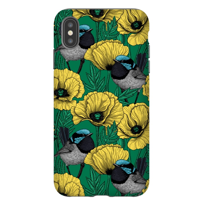 iPhone Xs Max StrongFit Fairy wren and poppies 2 by Katerina Kirilova