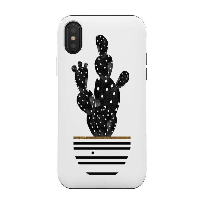 iPhone Xs / X StrongFit Cactus In Black  by Amaya Brydon