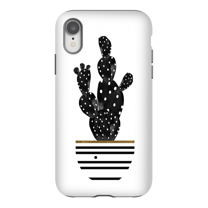 iPhone Xr StrongFit Cactus In Black  by Amaya Brydon