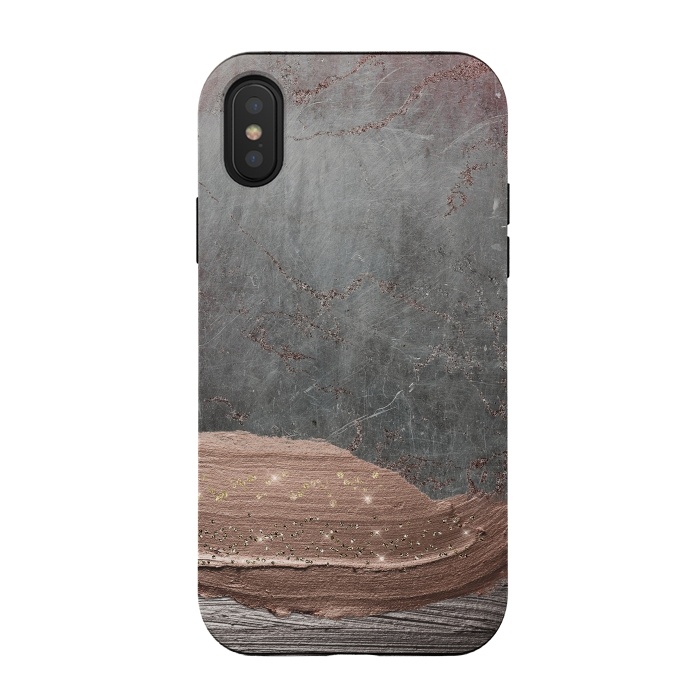 iPhone Xs / X StrongFit Blush thick hand drawn strokes on Concrete by  Utart