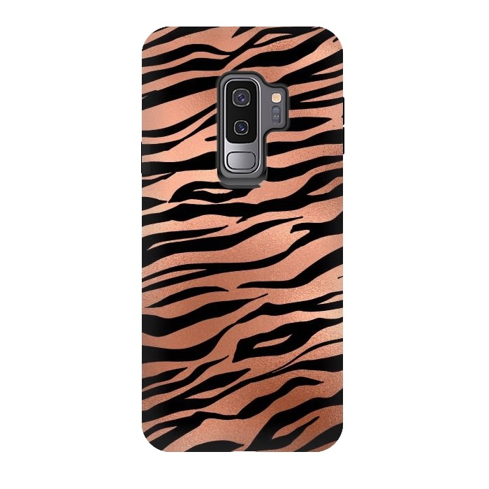 Galaxy S9 plus StrongFit Copper and Black Tiger Skin by  Utart