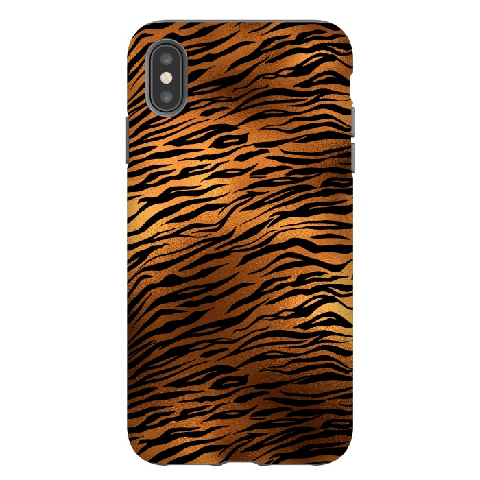 iPhone Xs Max StrongFit Dark Gold and Black Tiger Skin by  Utart