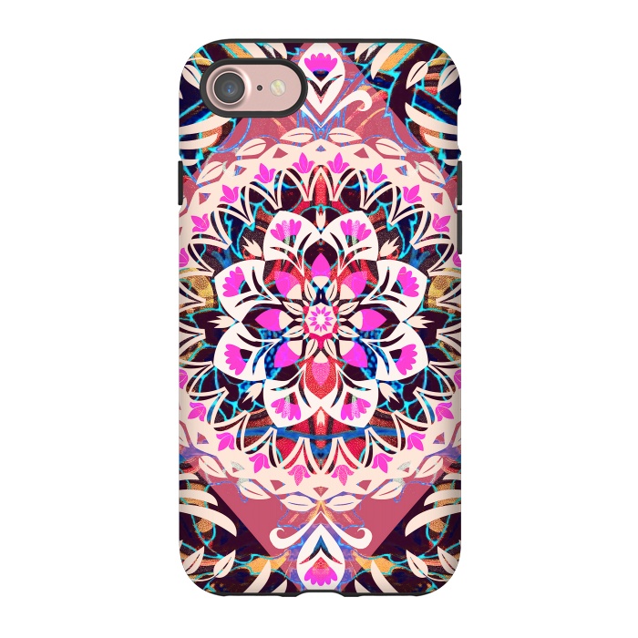 iPhone 7 StrongFit Vibrant pink floral ethnic mandala by Oana 