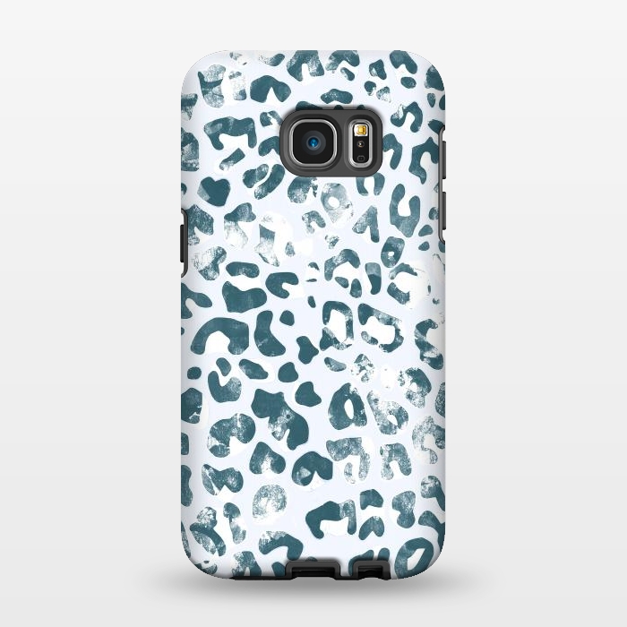 Galaxy S7 EDGE StrongFit textured turquoise leopard print by Oana 