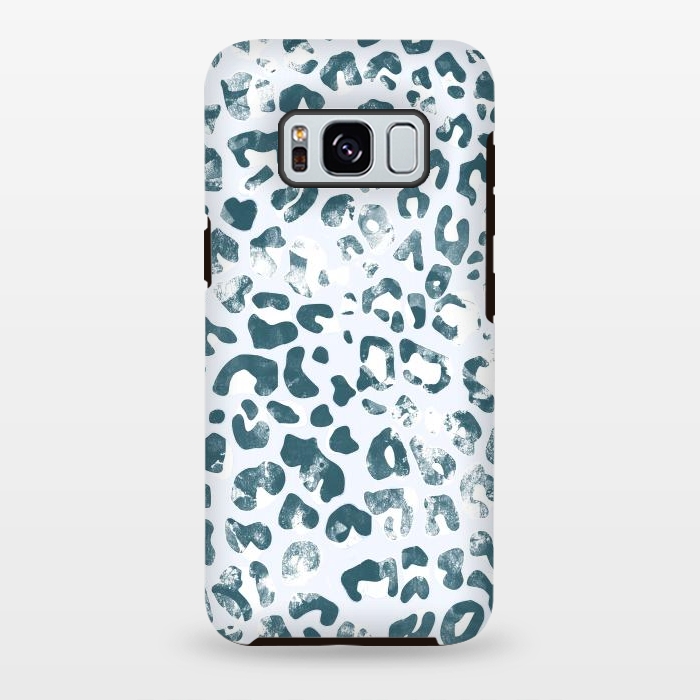 Galaxy S8 plus StrongFit textured turquoise leopard print by Oana 