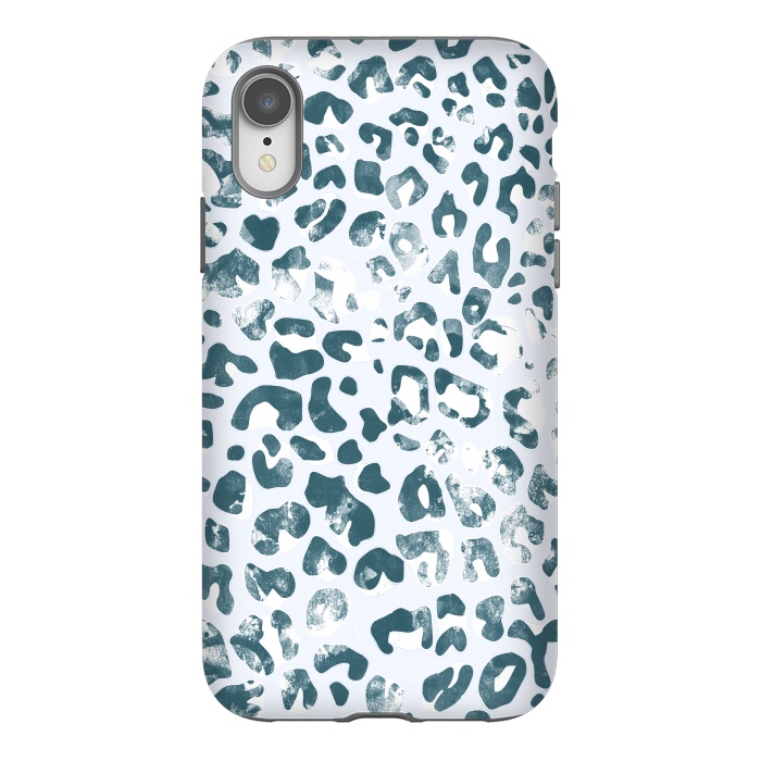 iPhone Xr StrongFit textured turquoise leopard print by Oana 