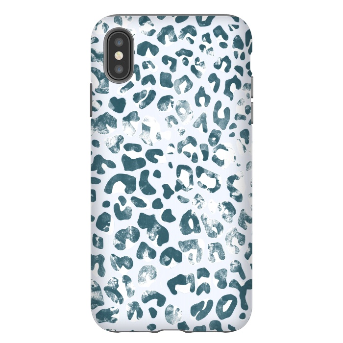 iPhone Xs Max StrongFit textured turquoise leopard print by Oana 