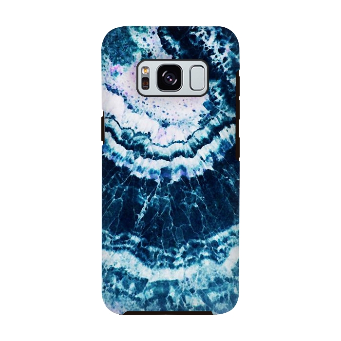 Galaxy S8 StrongFit Dark indigo blue agate marble art by Oana 