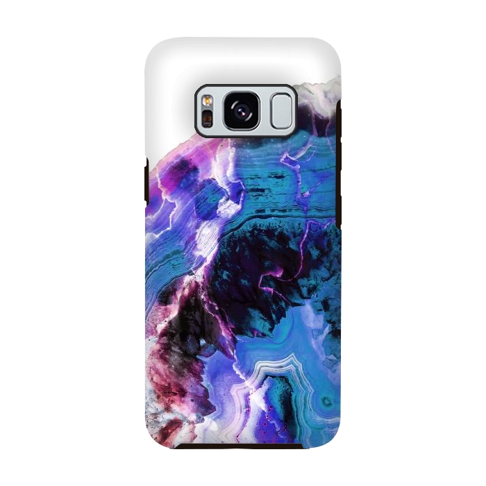 Galaxy S8 StrongFit Deep blue purple agate marble art by Oana 