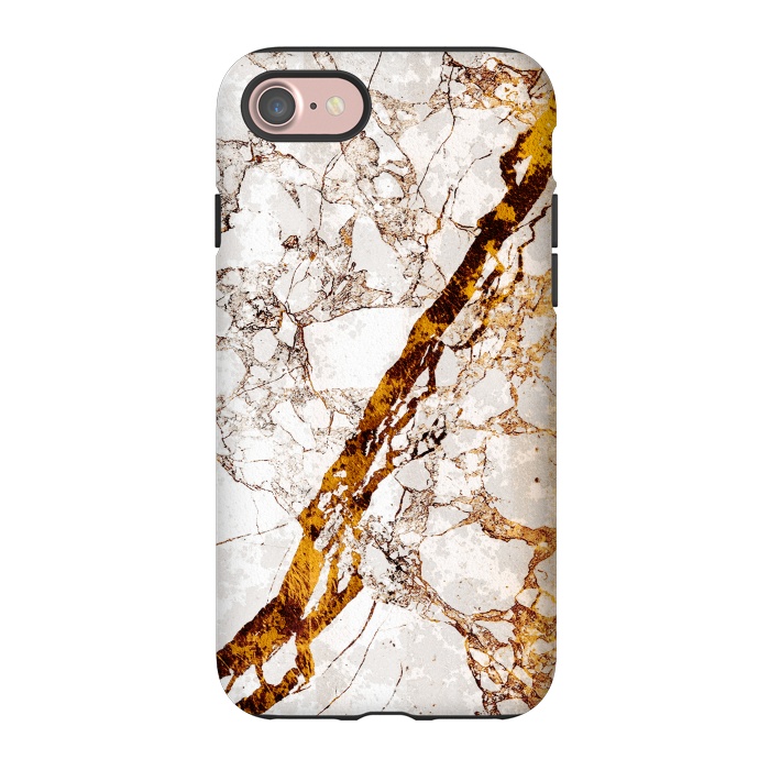 iPhone 7 StrongFit Golden cracks white marble digital art by Oana 