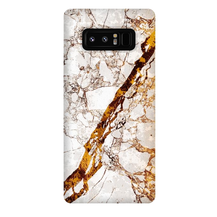 Galaxy Note 8 StrongFit Golden cracks white marble digital art by Oana 