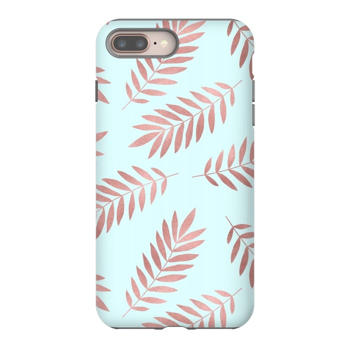 iPhone 7 plus StrongFit Rose Gold Leaves by Creativeaxle