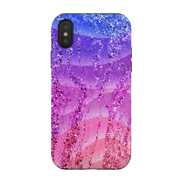 iPhone Xs / X StrongFit Gradient purple pink glitter marble by Oana 