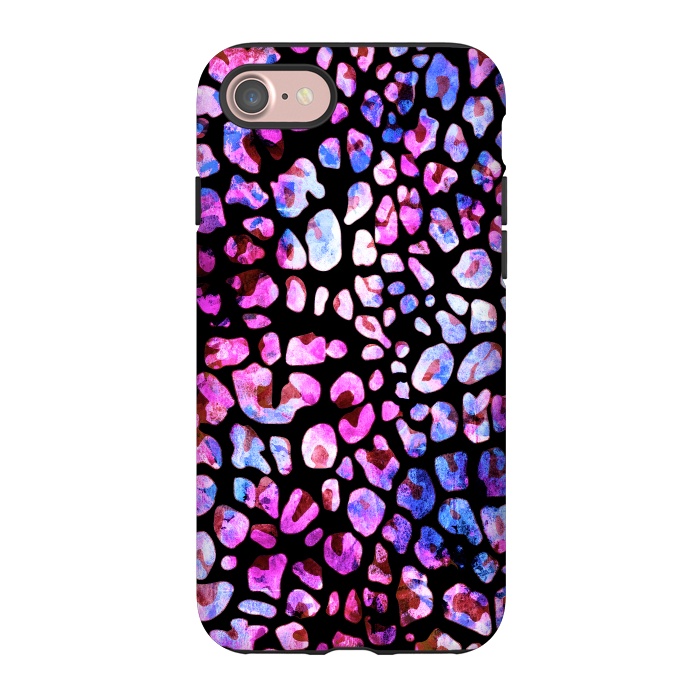 iPhone 7 StrongFit Blue purple magenta leopard print by Oana 