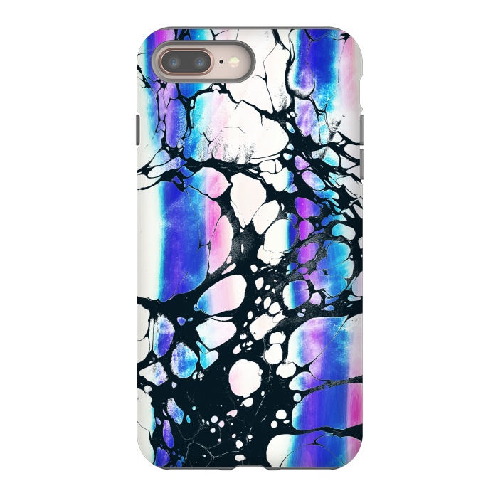 iPhone 7 plus StrongFit purple pink gradient marble with black ink cracks by Oana 