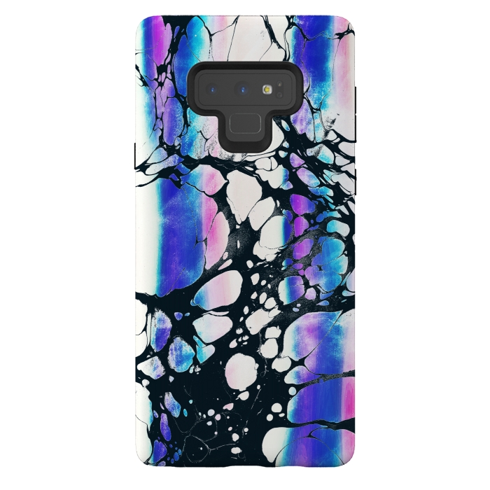 Galaxy Note 9 StrongFit purple pink gradient marble with black ink cracks by Oana 