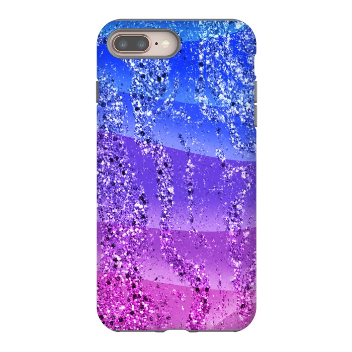 iPhone 7 plus StrongFit Blue purple gradient glitter waves by Oana 