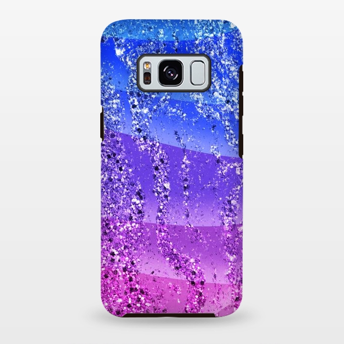 Galaxy S8 plus StrongFit Blue purple gradient glitter waves by Oana 