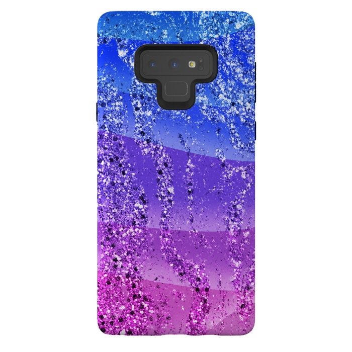 Galaxy Note 9 StrongFit Blue purple gradient glitter waves by Oana 