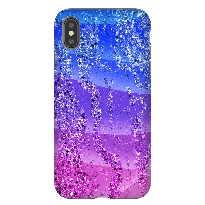 iPhone Xs Max StrongFit Blue purple gradient glitter waves by Oana 