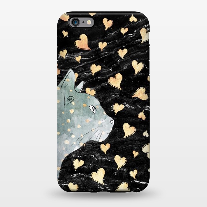 iPhone 6/6s plus StrongFit cute cat and golden hearts  by Oana 