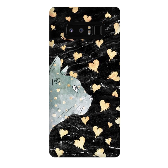 Galaxy Note 8 StrongFit cute cat and golden hearts  by Oana 