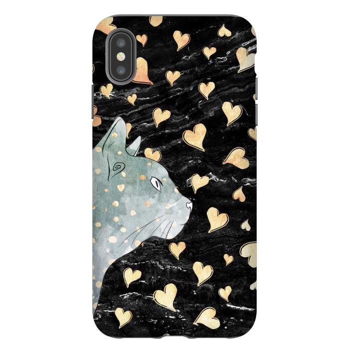 iPhone Xs Max StrongFit cute cat and golden hearts  by Oana 