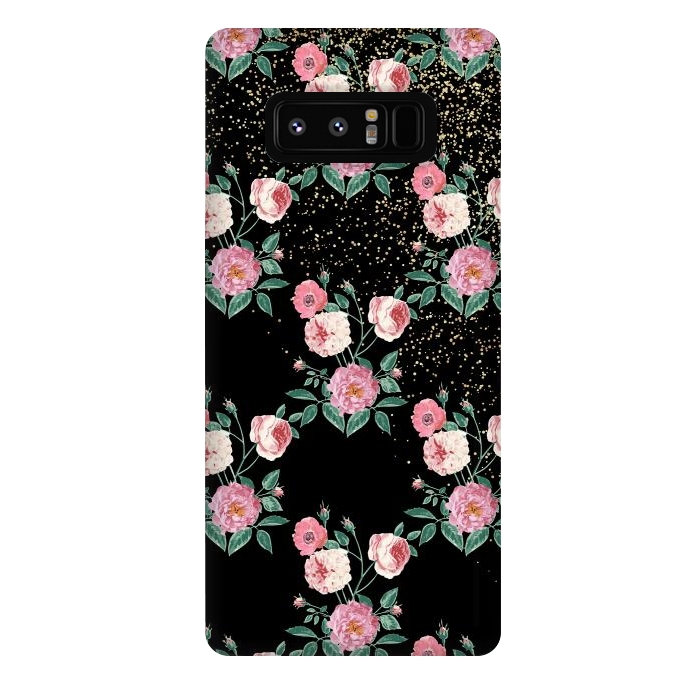 Galaxy Note 8 StrongFit Romantic peony floral and golden confetti design by InovArts
