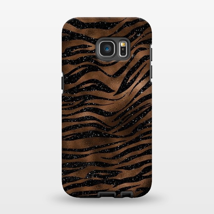 Galaxy S7 EDGE StrongFit Jungle Journey - Copper Safari Tiger Skin Pattern  by  Utart