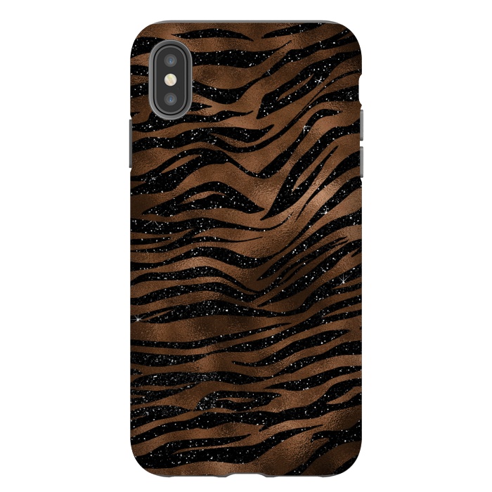iPhone Xs Max StrongFit Jungle Journey - Copper Safari Tiger Skin Pattern  by  Utart
