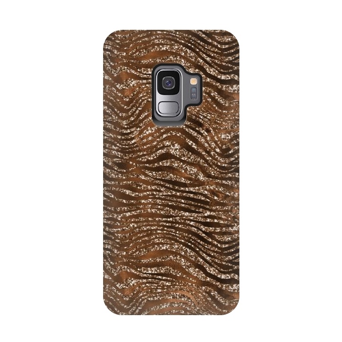 Galaxy S9 StrongFit Jungle Journey - Copper Safari Tiger Skin Pattern 1 by  Utart