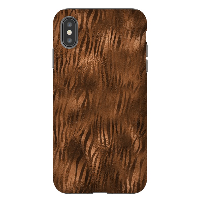 iPhone Xs Max StrongFit Jungle Journey - Copper Safari Tiger Skin Pattern 2 by  Utart