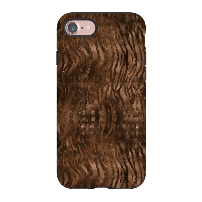 iPhone 7 StrongFit Jungle Journey - Copper Safari Tiger Skin Pattern 3 by  Utart